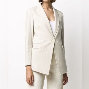 Theory Women's Etiennette New Stretch Linen Blazer in Shell White Size 6